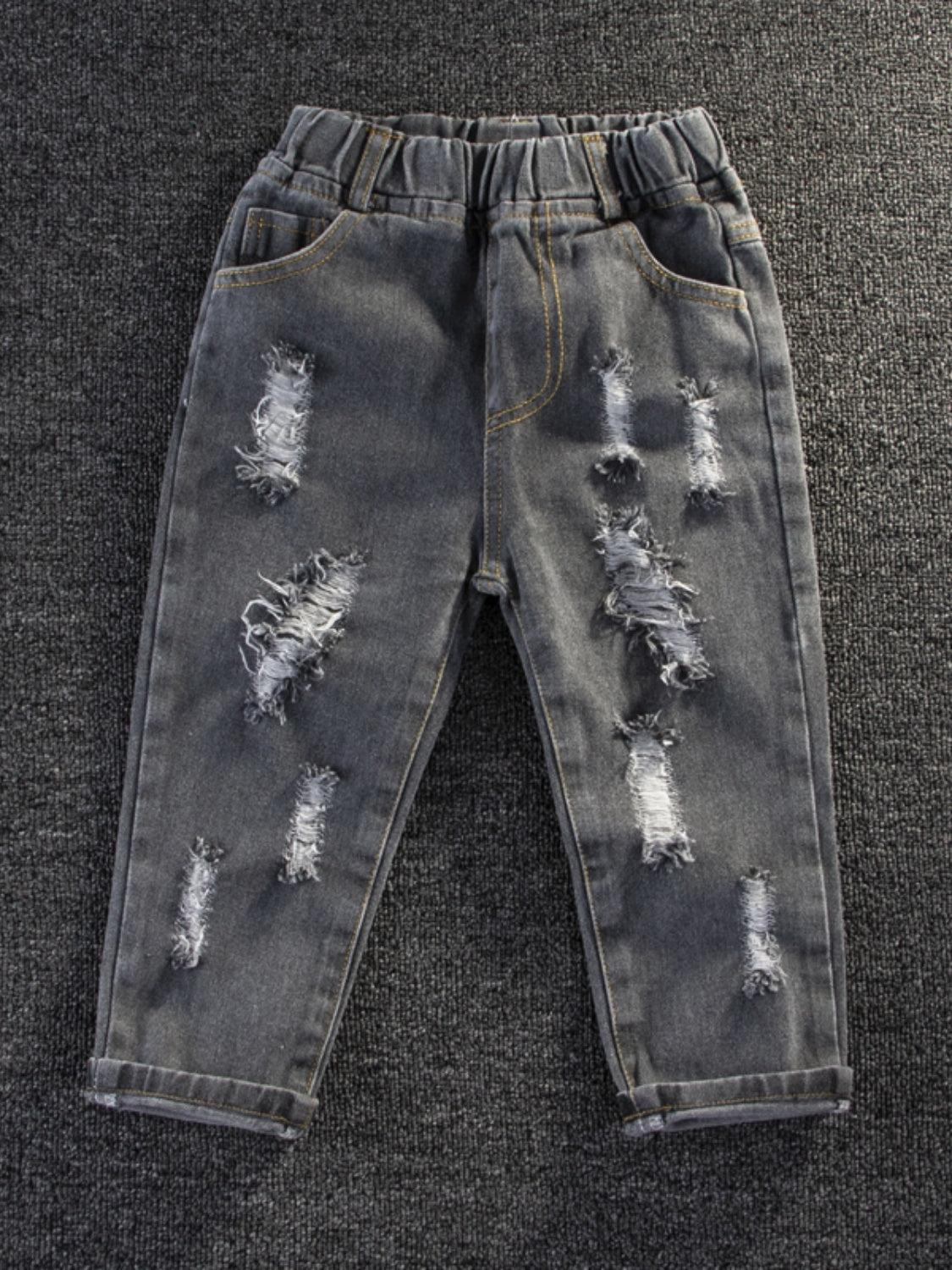 Distressed Elastic Waist Pants