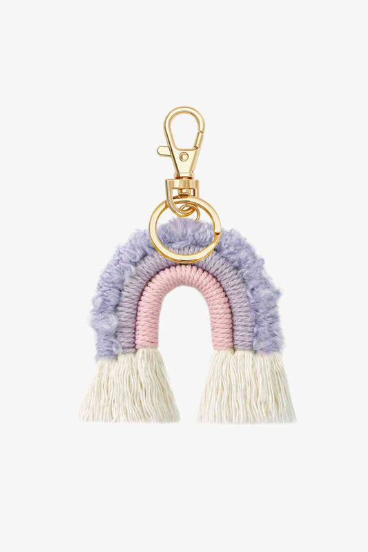 Fringe Trim Rainbow Key Chain