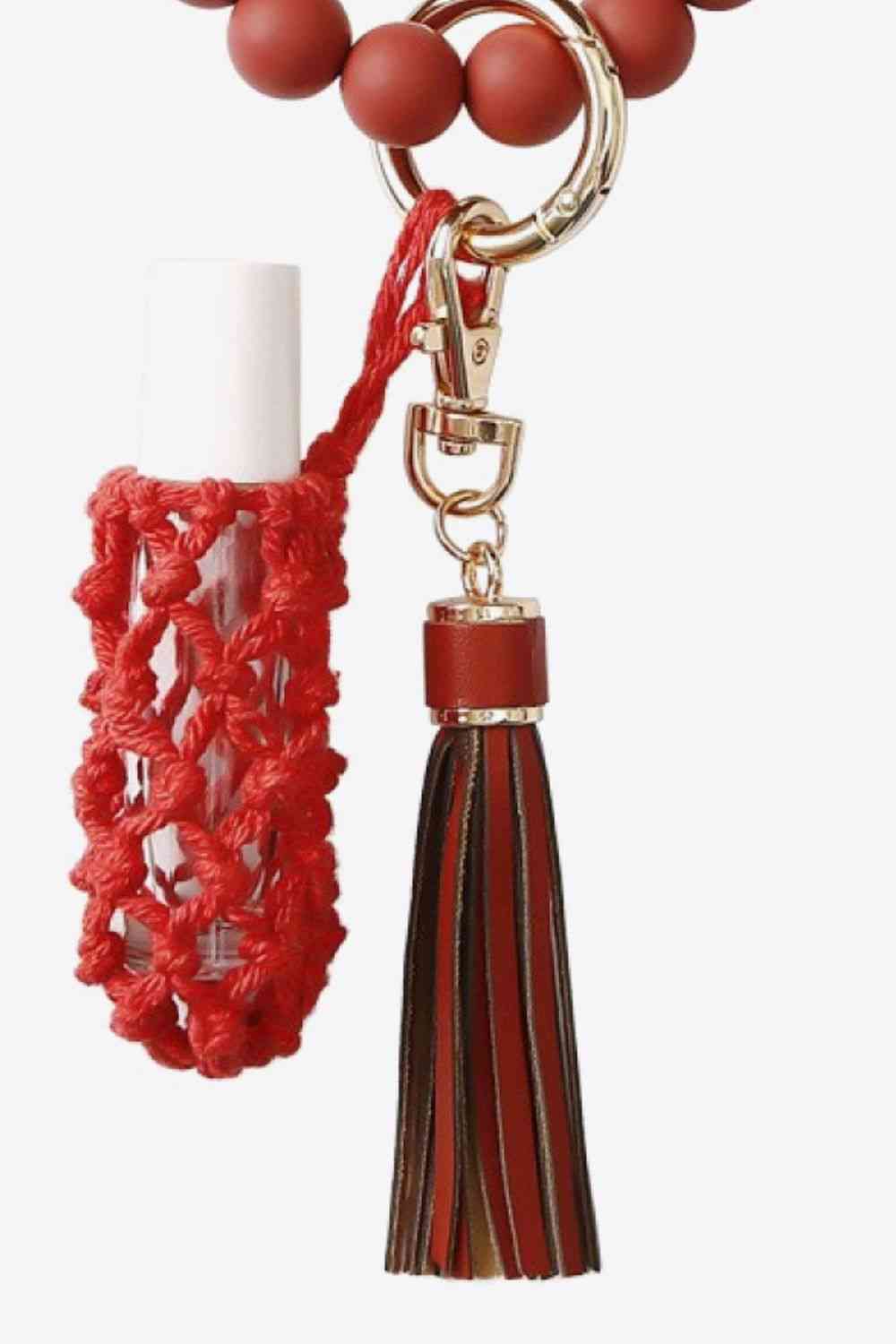 Evil Eye Beaded Keychain with Tassel