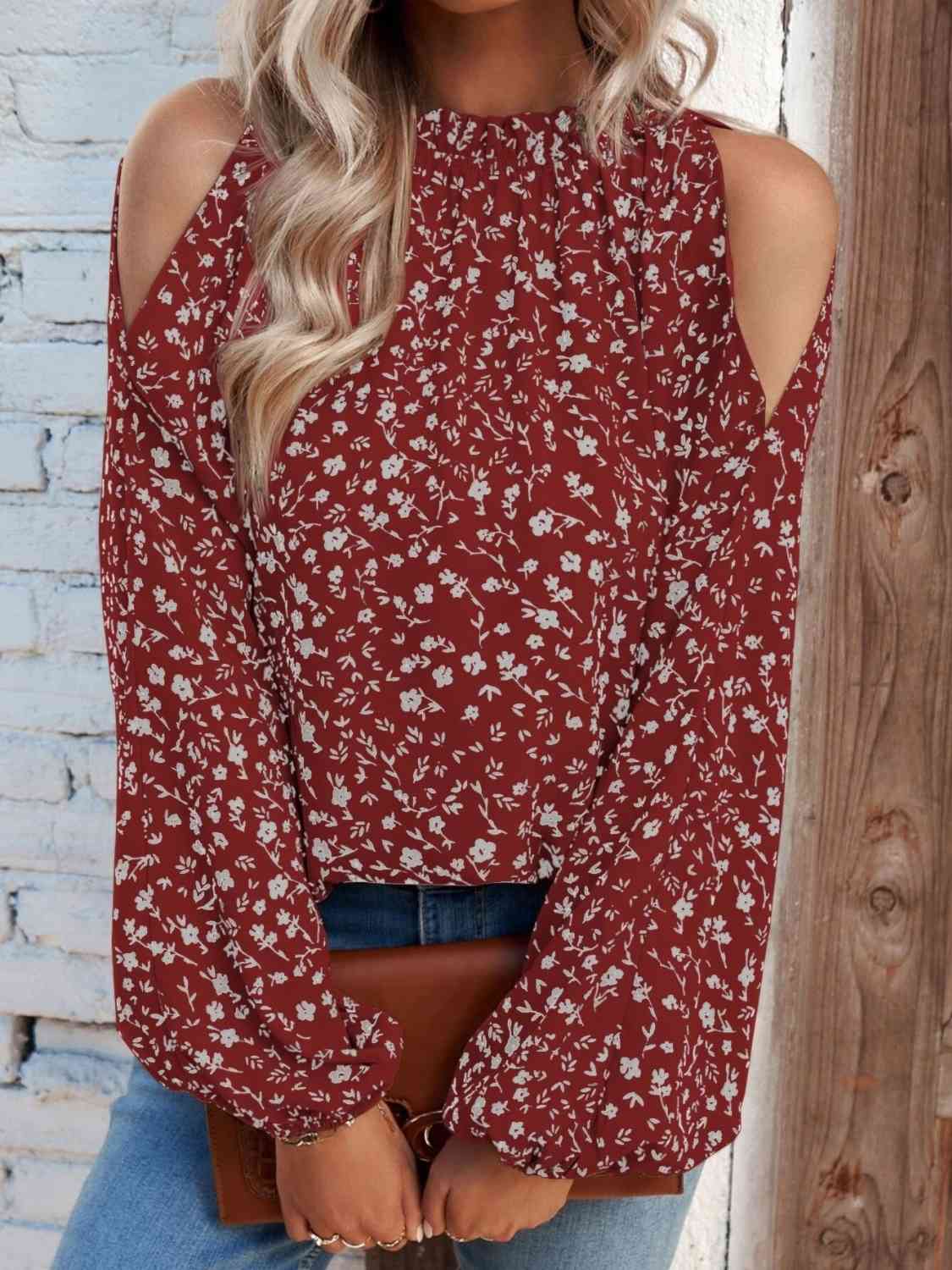 Floral Cold-Shoulder Blouse